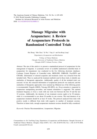 针刺治疗偏头痛