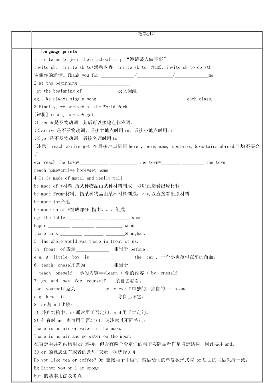 八年级英语上册 Unit 3 A day out复习教案 （新版）牛津版-（新版）牛津版初中八年级上册英语教案_第2页