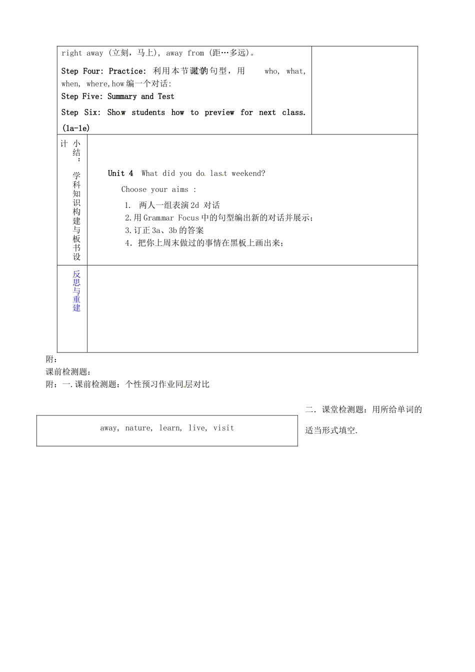 七年级英语上册《Unit 4 what did you de last weekend Period 2》教案 鲁教版五四制-鲁教版五四制初中七年级上册英语教案_第2页