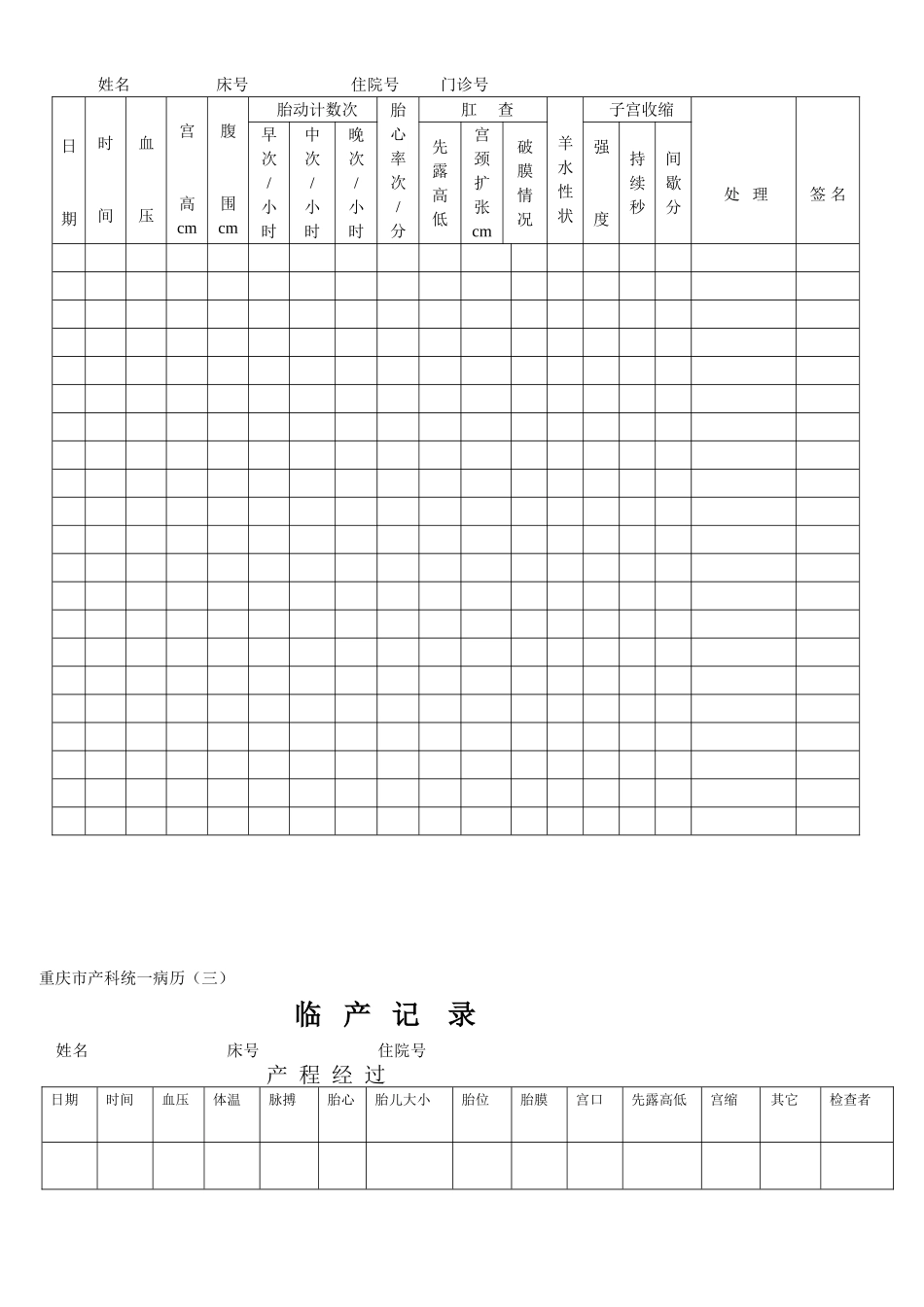 重庆市产科统一病历_第2页