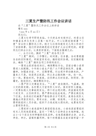 三夏生产暨防汛工作会议讲话发言_1