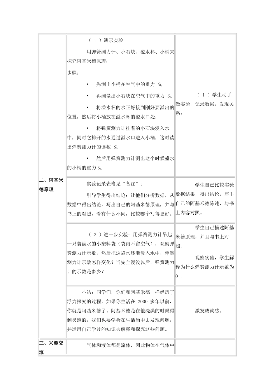 八年级物理下册 第十章 流体的力现象 10.3 科学探究：浮力的大小教案2 教科版-教科版初中八年级下册物理教案_第3页