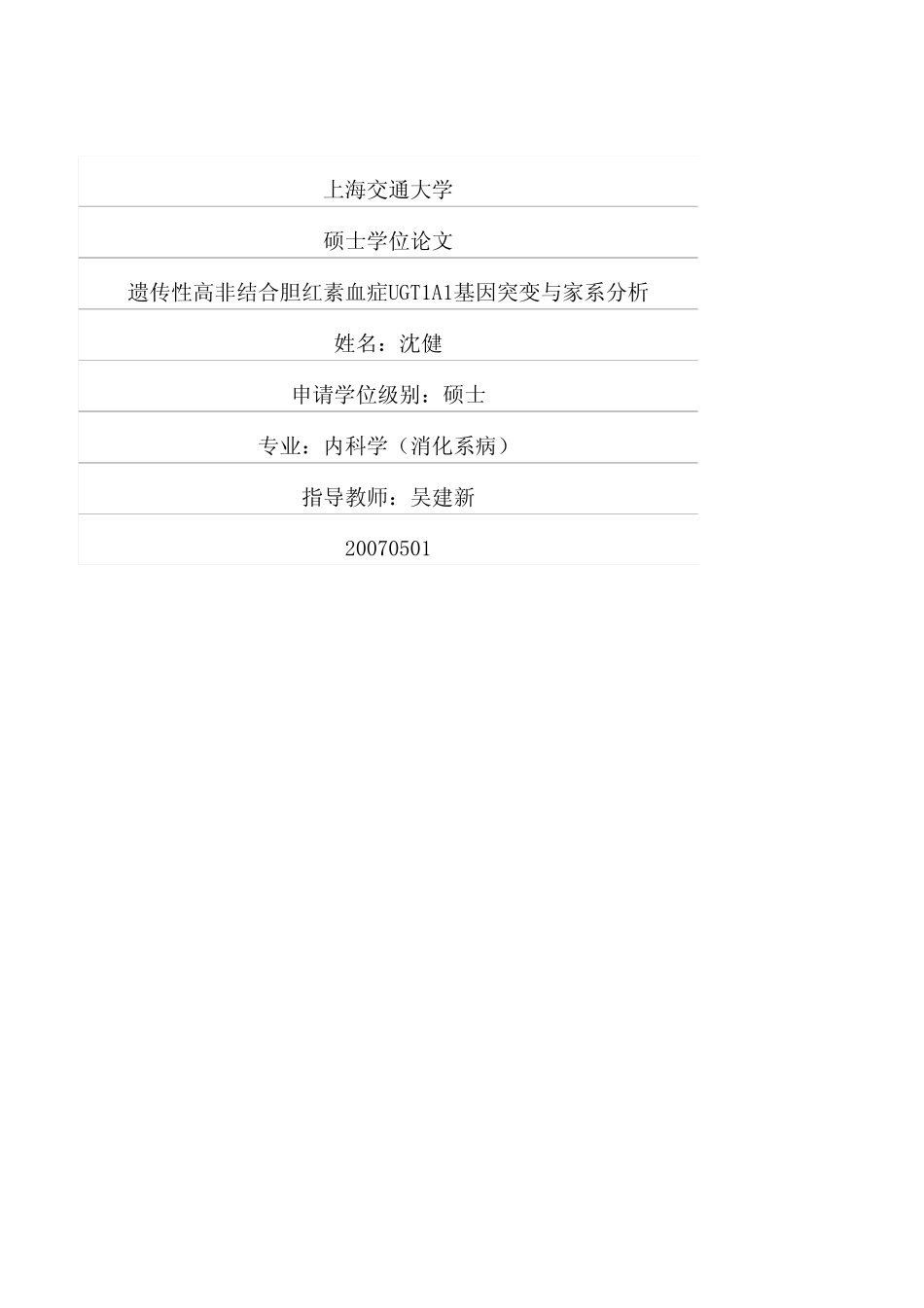 遗传性高非结合胆红素血症UGT1A1基因突变与家系分析_第1页