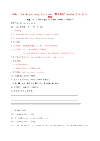 宁夏银川市第四中学九年级英语全册 Unit 1 How do you study for a test（第5课时）Section B 3a 3b 3c教案 人教新目标版
