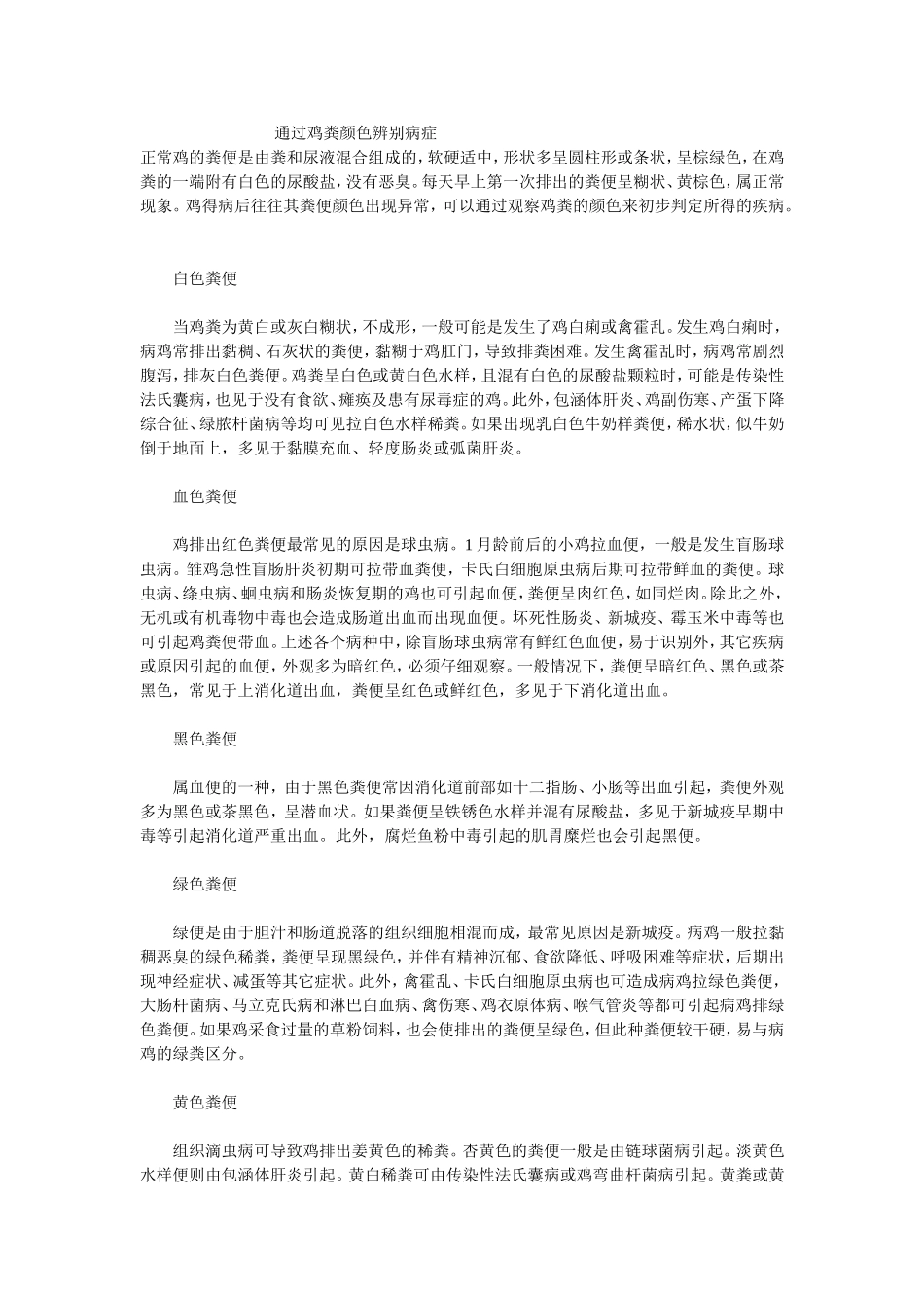 通过鸡的粪便颜色辨别疾病_第1页