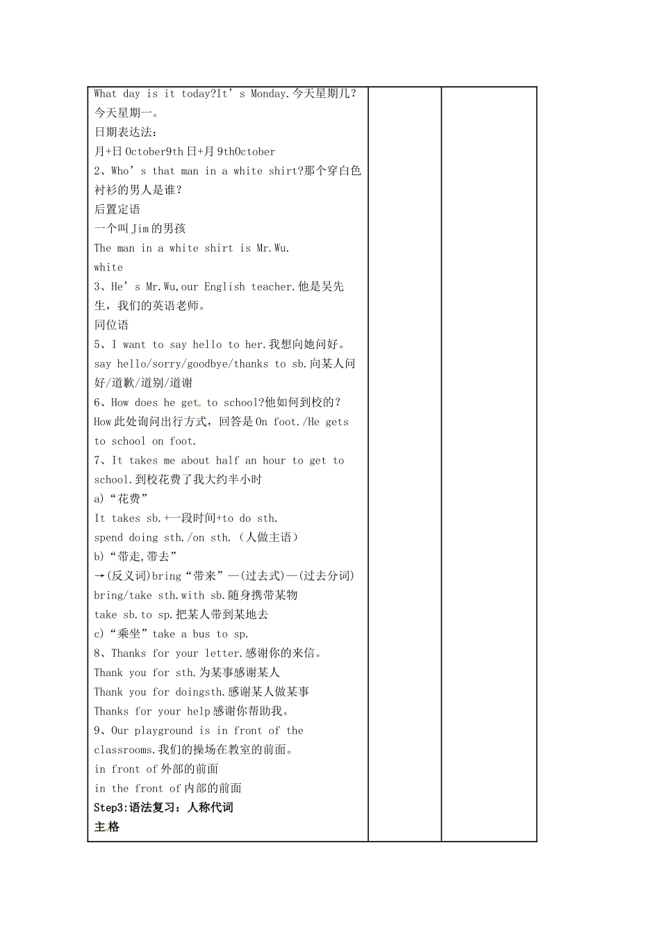七年级英语上册 Unit 3 Welcome to our school复习教案1 （新版）牛津版-（新版）牛津版初中七年级上册英语教案_第3页