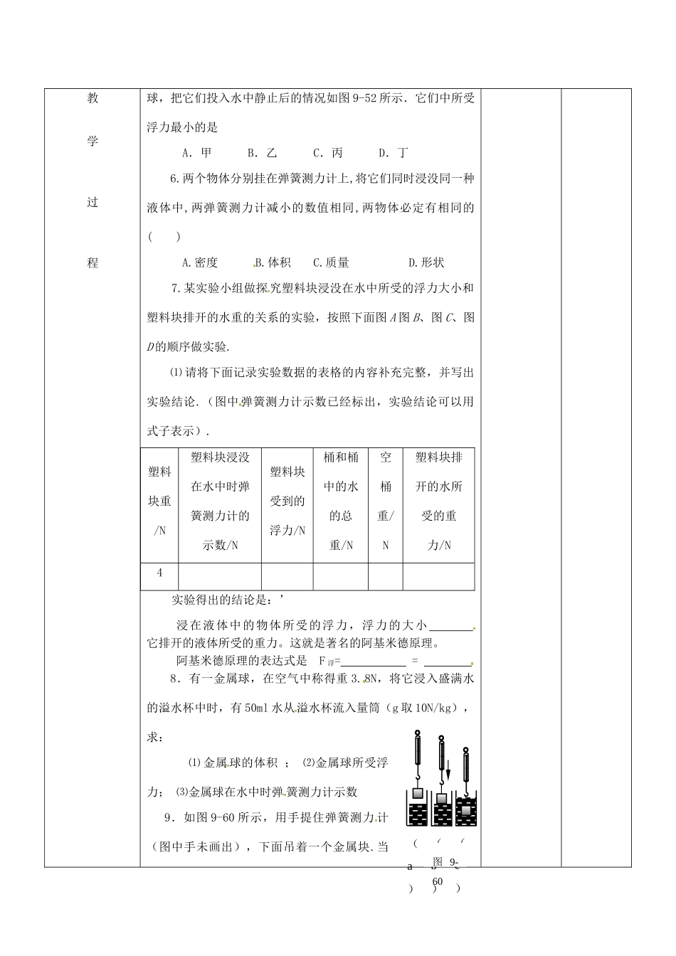 八年级物理下册 10.4 浮力练习教案1 苏科版-苏科版初中八年级下册物理教案_第2页