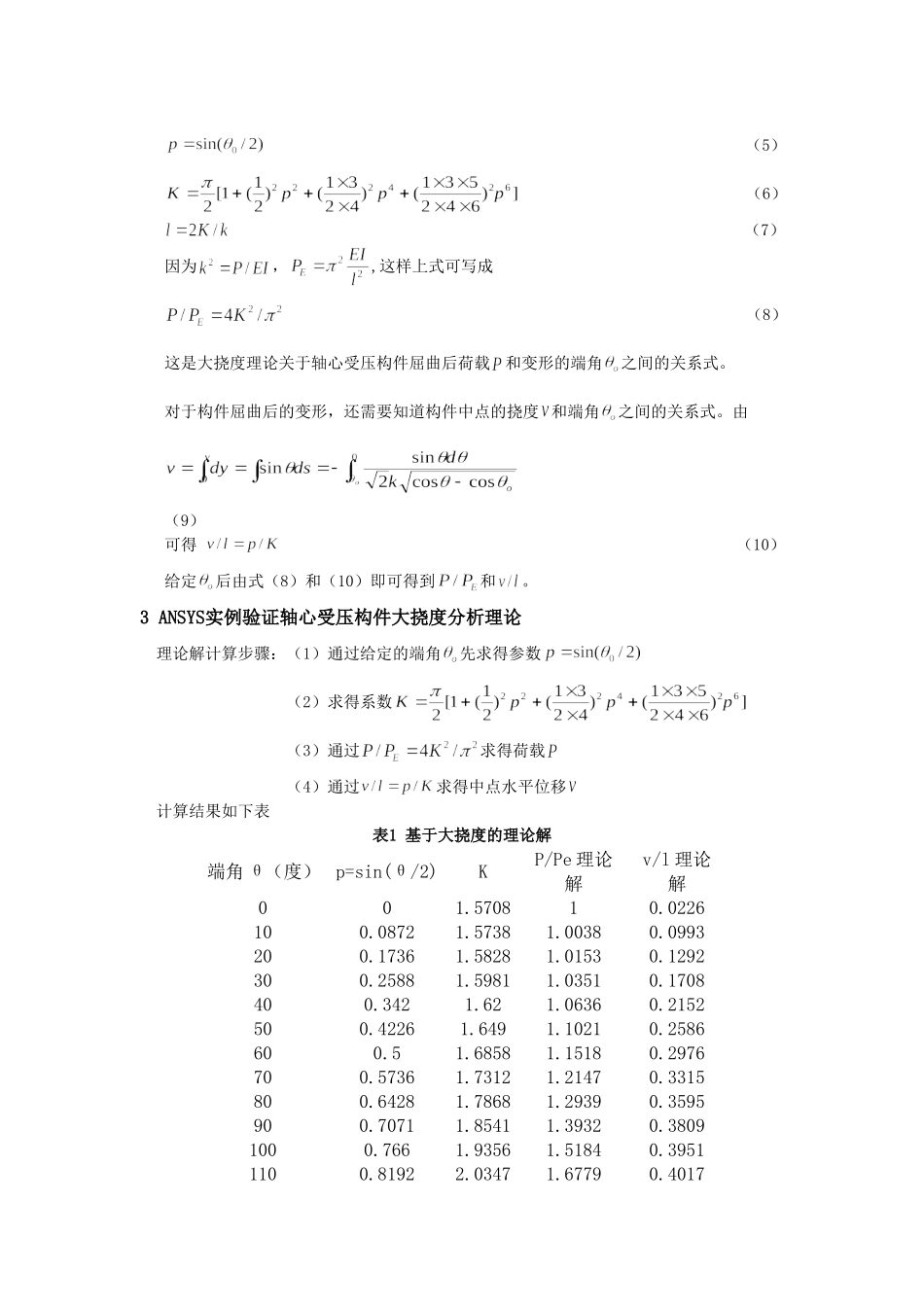 轴心压杆大挠度弹性屈曲分析_第2页
