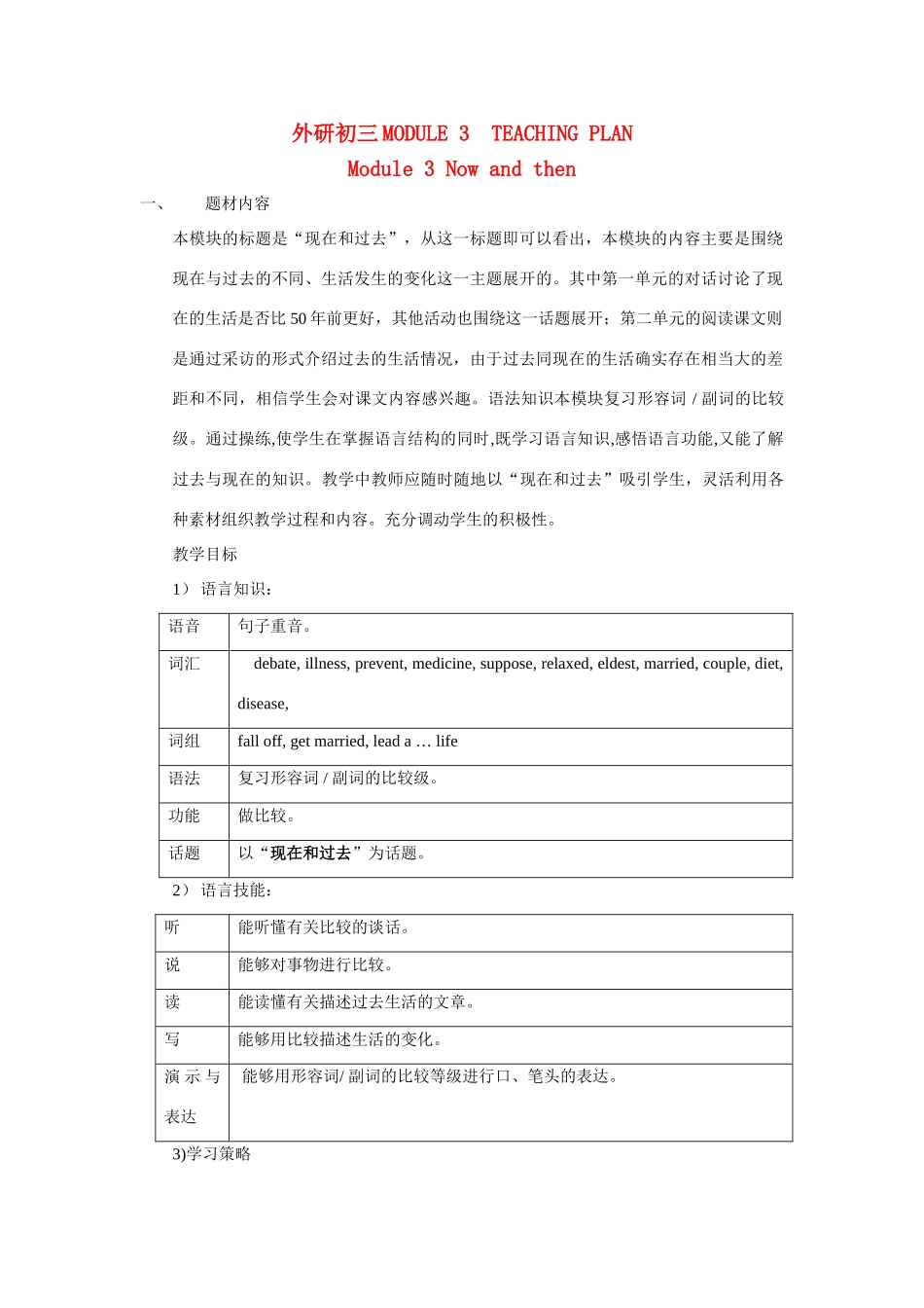 九年级英语下册 Module3 教案外研版_第1页