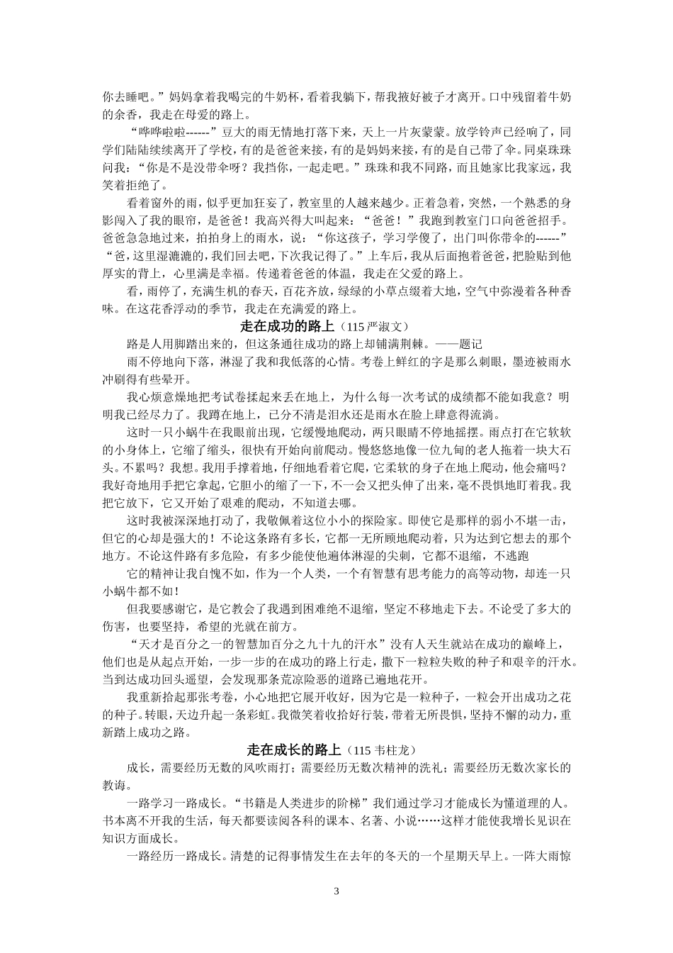 走在--的路上   优秀考作文_第3页