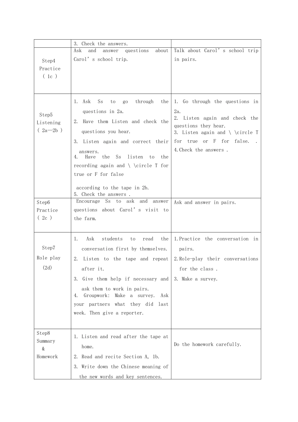 七年级英语下册 Unit 11  How was your school trip？教案 （新版）人教新目标版_第3页