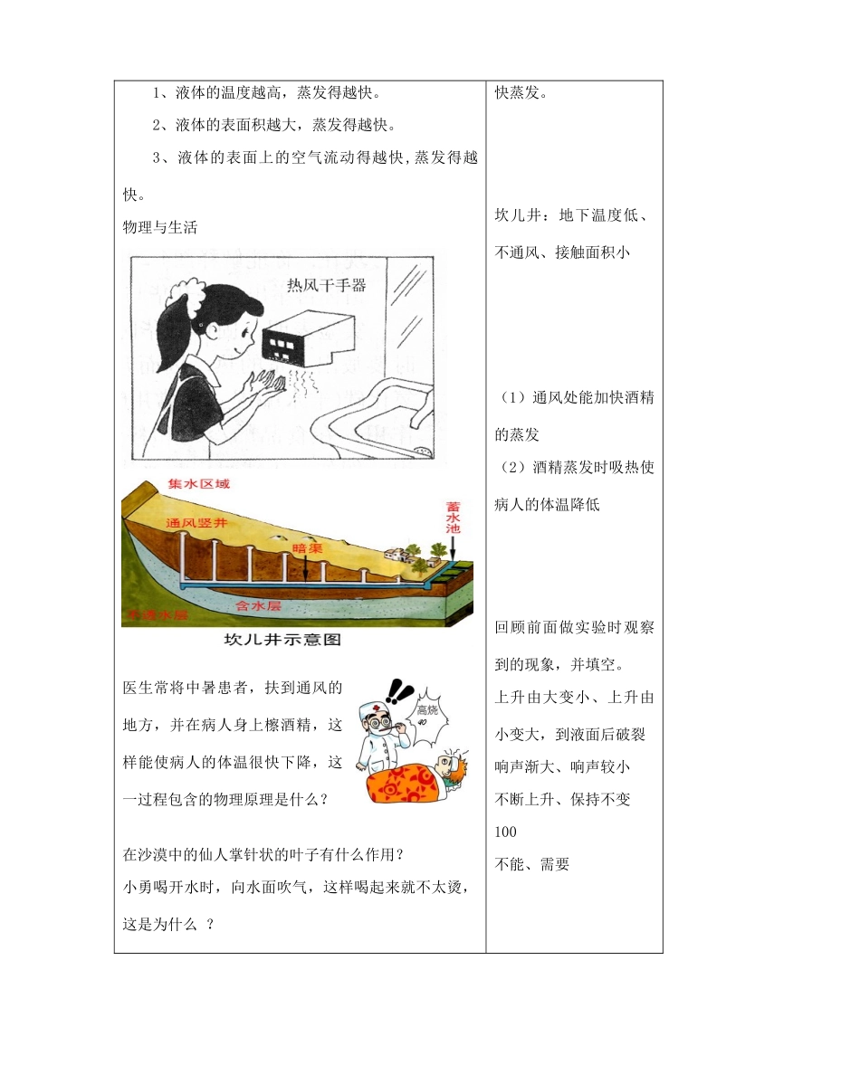 八年级物理上册 2.2 汽化与液化教案 （新版）苏科版-（新版）苏科版初中八年级上册物理教案_第3页