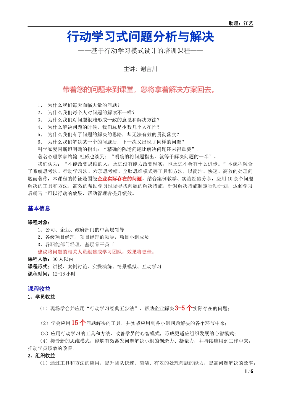 谢言川《行动学习式问题分析与解决》_第1页
