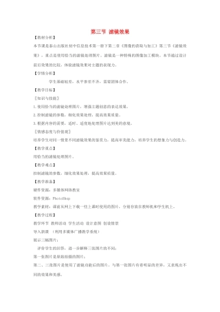 七年级信息技术下册 2.3 滤镜效果教案 泰山版-泰山版初中七年级下册信息技术教案