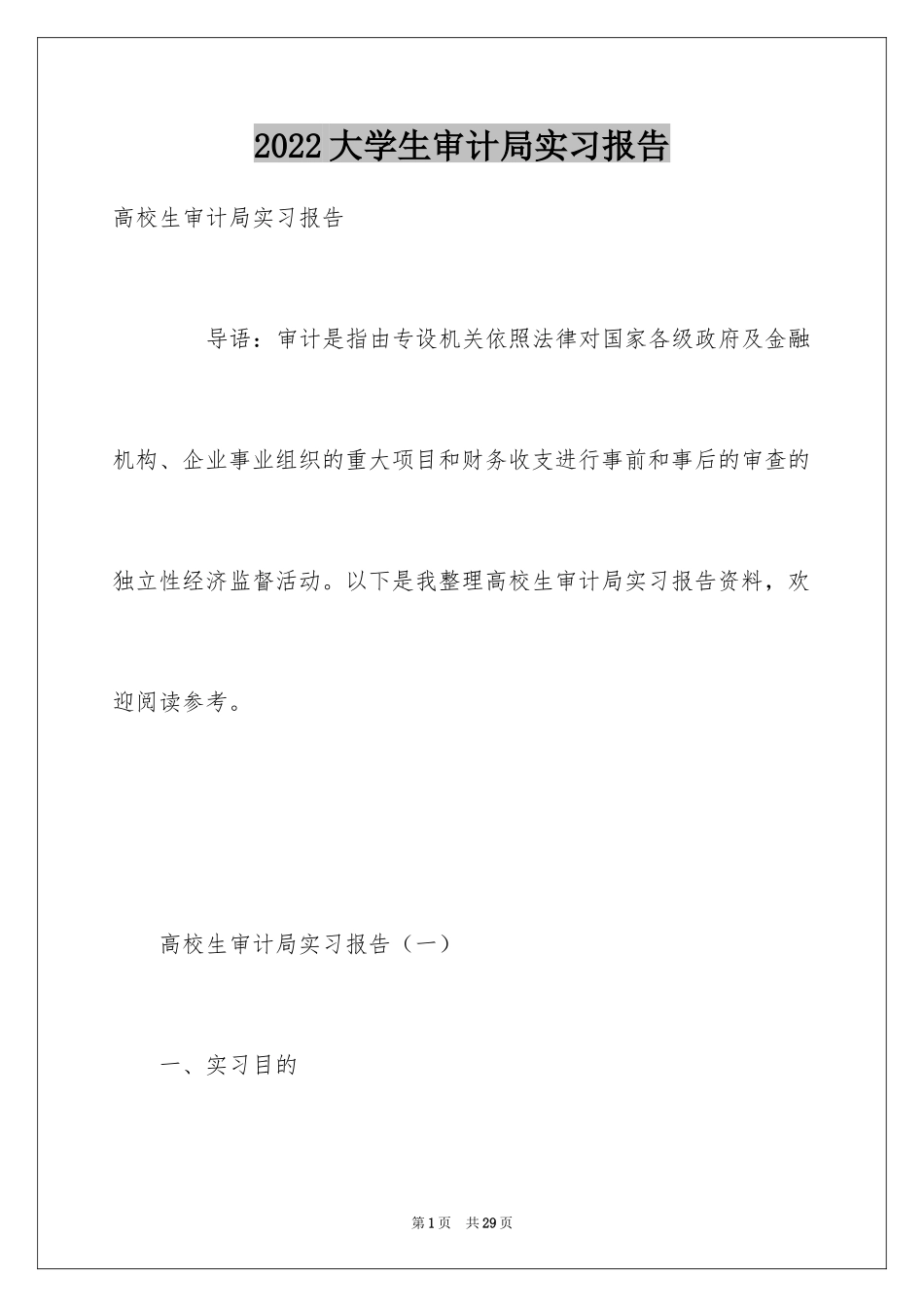 2024大学生审计局实习报告_第1页