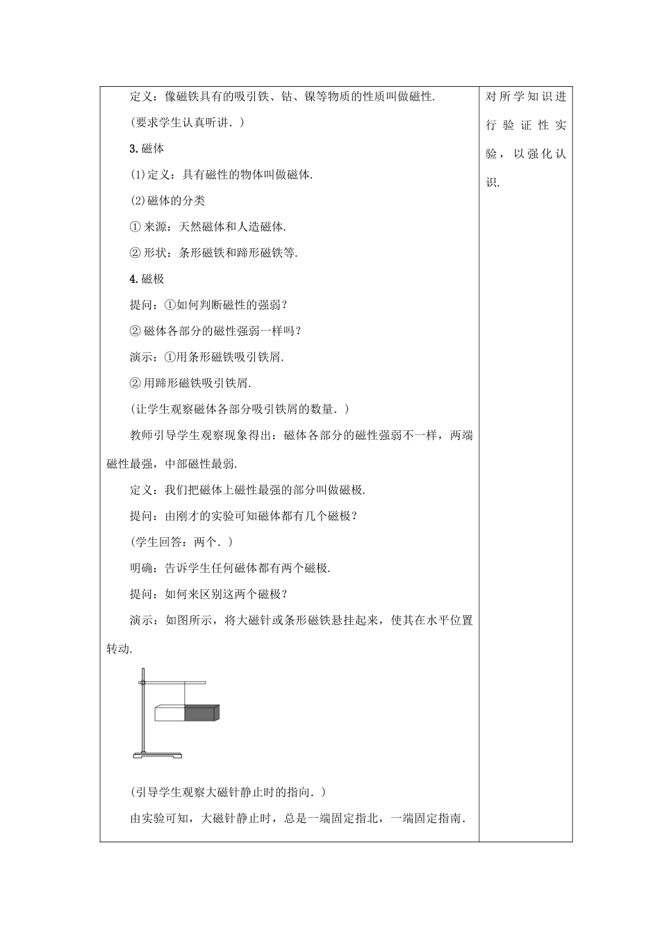 九年级物理下册 第十六章 电磁铁与自动控制 16.1 从永磁体谈起教案 （新版）粤教沪版-（新版）粤教沪版初中九年级下册物理教案_第3页