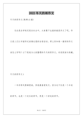 2024冬天的雨作文_2