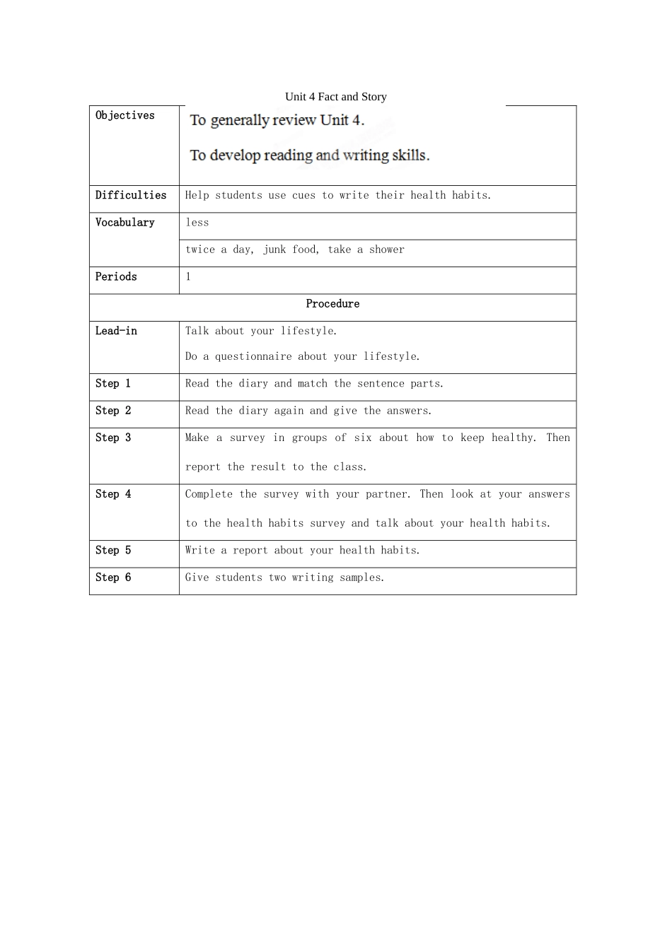 北京市大兴区魏善庄中学八年级英语上册 Unit 4 Fact and Story教案 北师大版_第1页