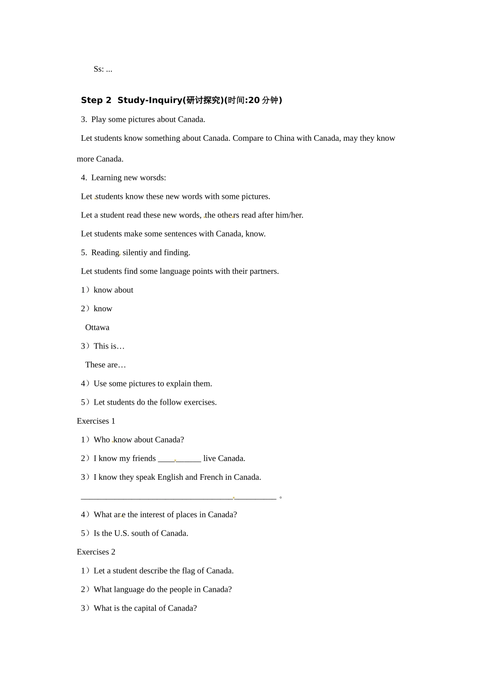 七年级英语上册 Unit 8 Lesson 60 Canada教案 冀教版_第2页