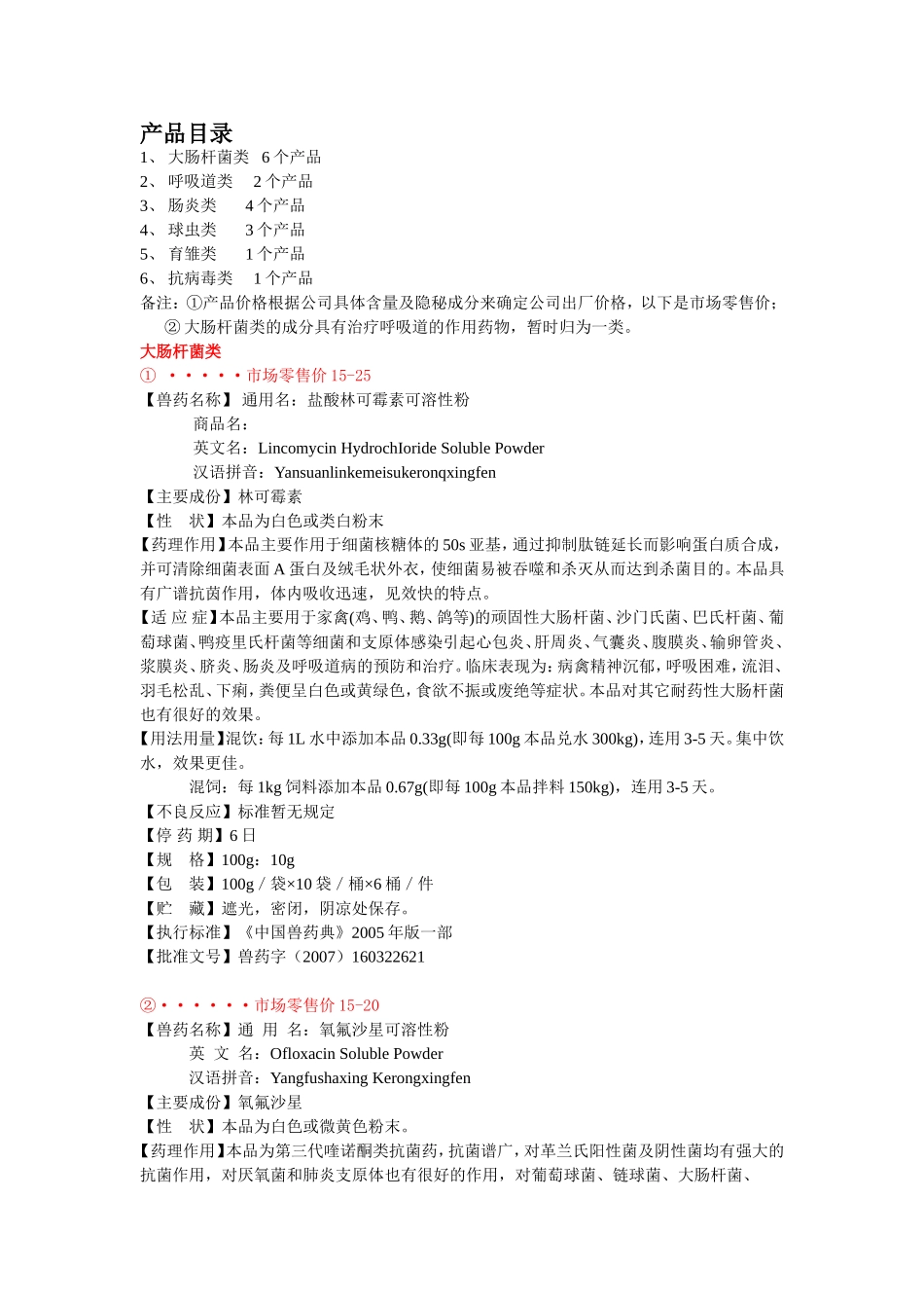 西药类兽药产品_第1页