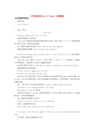 九年级英语Unit 5 Topic 3湘教版