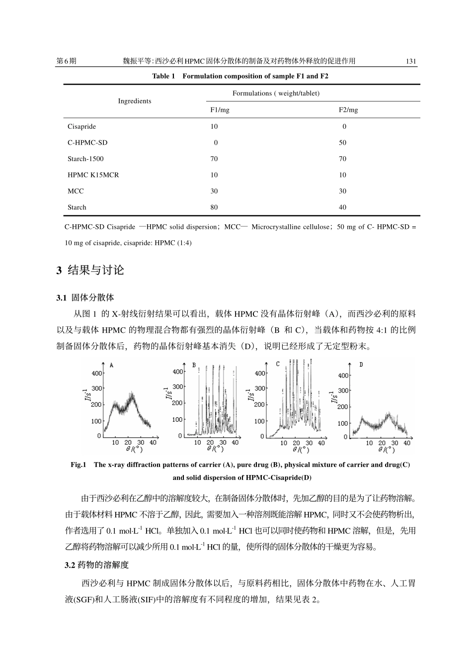 西沙必利 HPMC 固体分散体的制备及对药物体外释放的促进作用_第3页