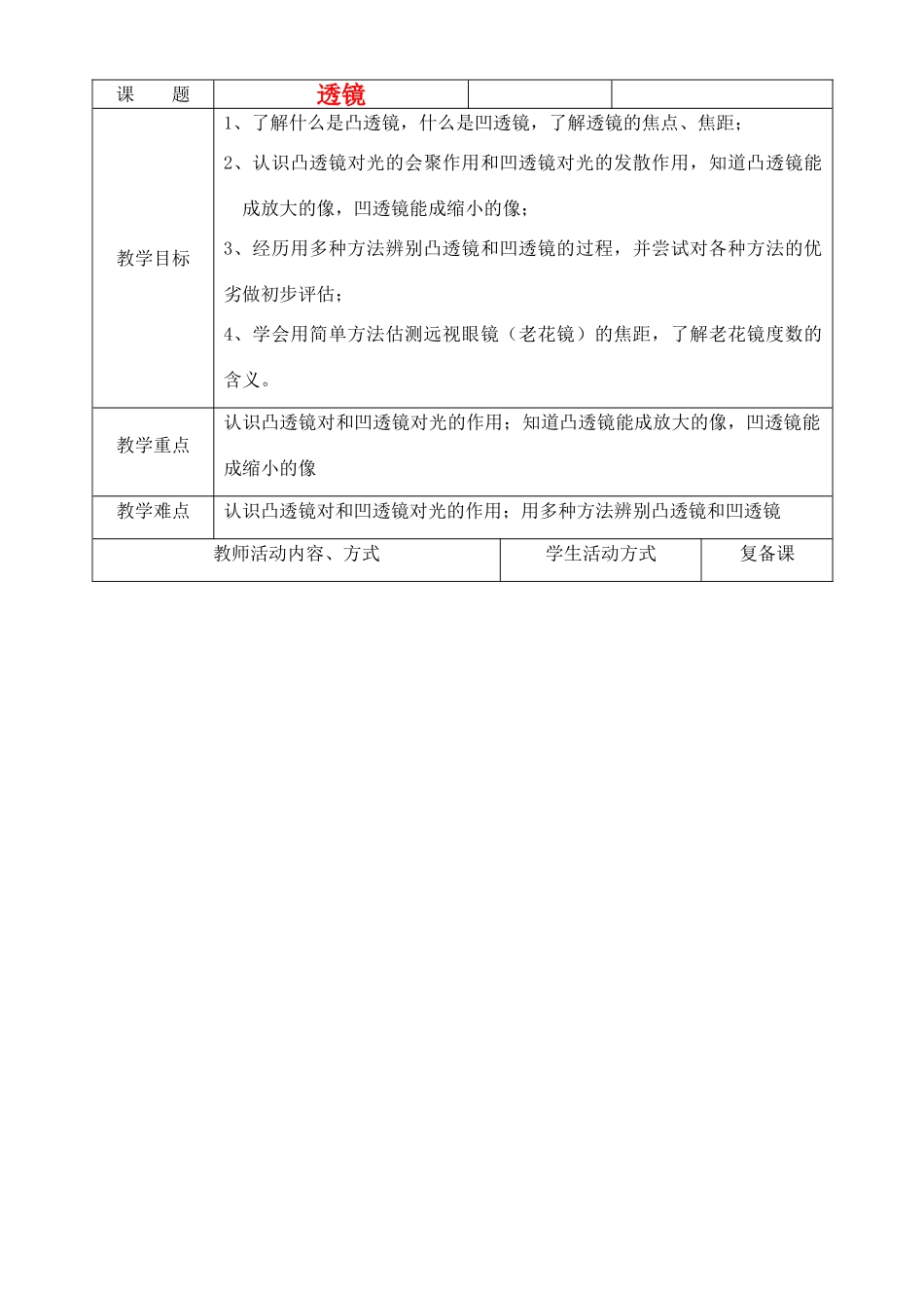 八年级物理上册 透镜教案3 苏科版_第1页