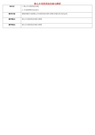 天津学大教育信息咨询有限公司中考英语专题复习 核心介词的用法归纳与辨析教案-人教版初中九年级全册英语教案