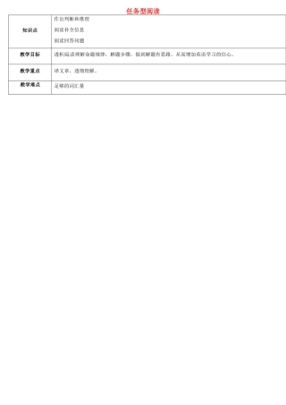 天津学大教育信息咨询有限公司中考英语专题复习 题型课程 任务型阅读教案1 人教新目标版-人教新目标版初中九年级全册英语教案