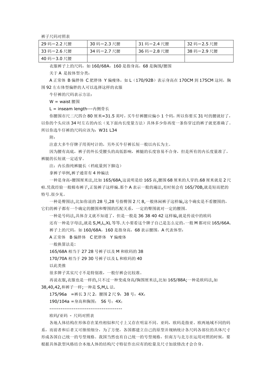 衣服尺码的含义_第2页