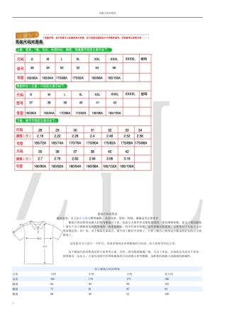 衣服尺码对照表(完美版)