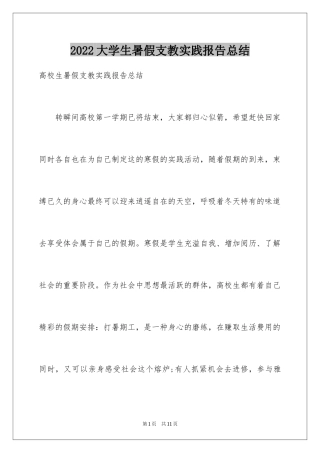 2024大学生暑假支教实践报告总结