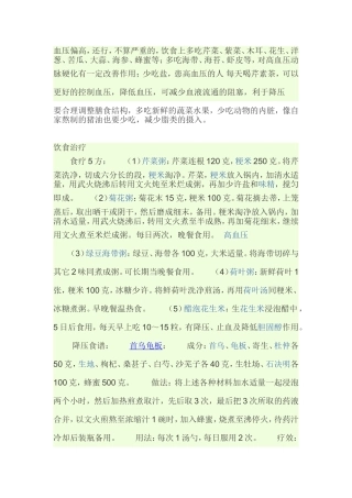 血压偏高食疗法