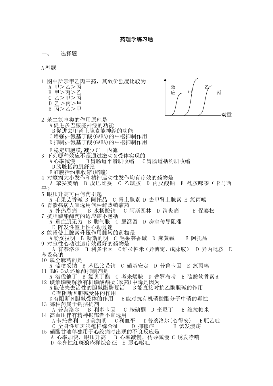 药理学练习题_第1页