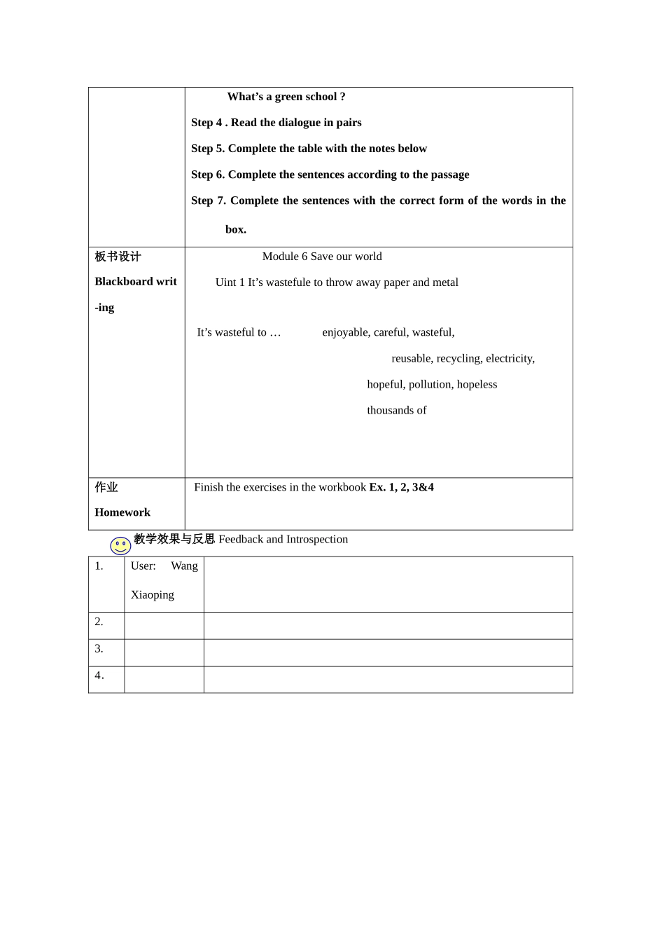 九年级英语上：Module 6 Unit 1 It’s wasteful to throw away paper and metal教案（外研版）_第2页