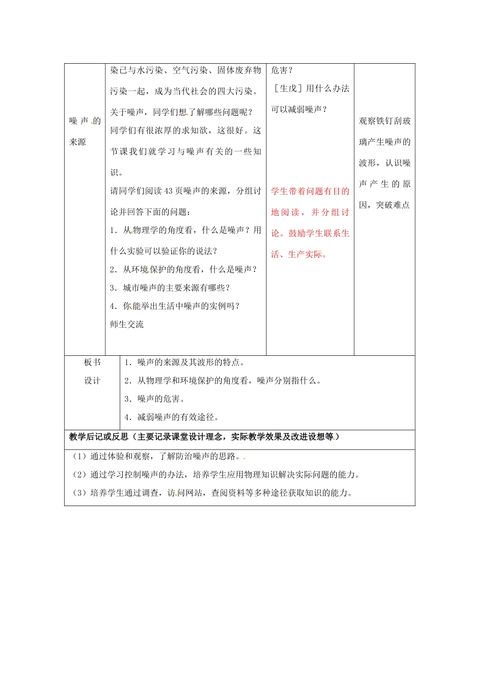 八年级物理上册 第二章 第四节 噪声的危害和控制教案2 鲁教版五四制-鲁教版五四制初中八年级上册物理教案_第2页