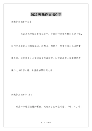 2024夜晚作文400字