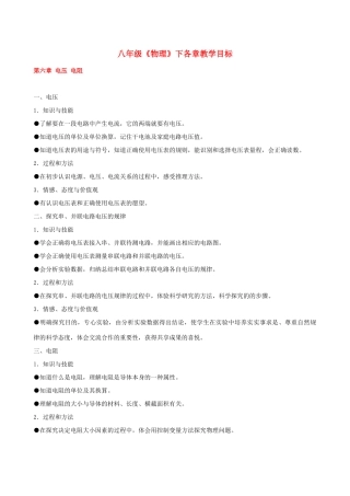 八年级物理下册 各章教学目标 人教新课标版