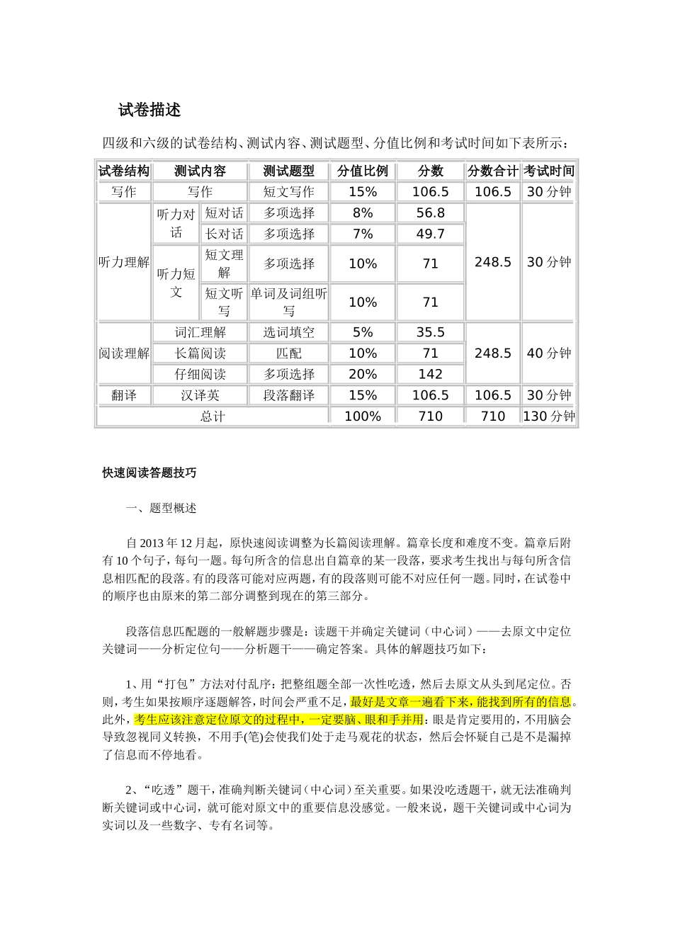 英语6级考试时间安排、时间分配及快速阅读答题技巧_第2页