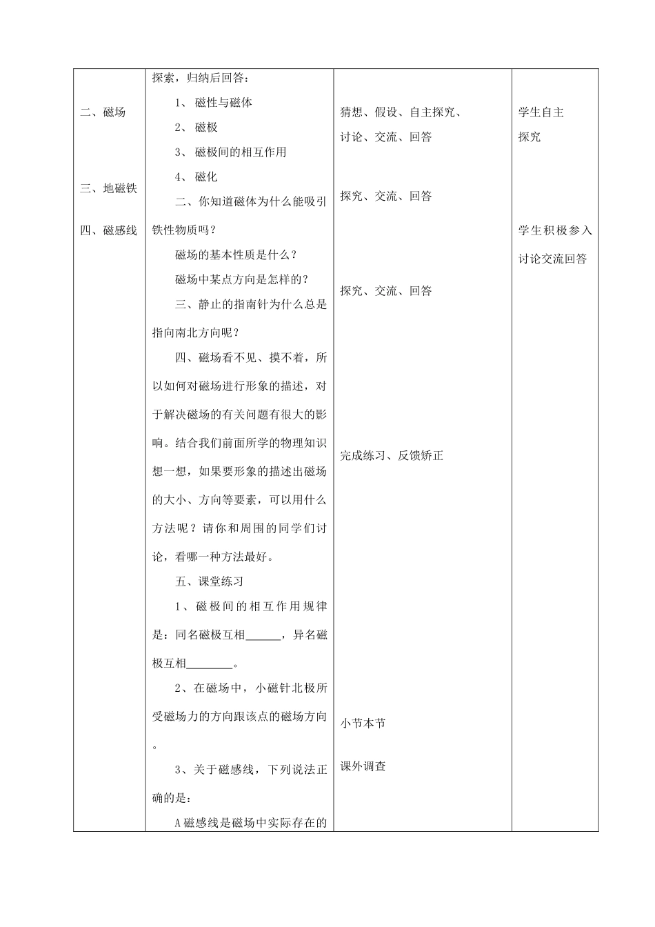九年级物理全册 17.1 磁是什么教案 （新版）沪科版-（新版）沪科版初中九年级全册物理教案_第2页