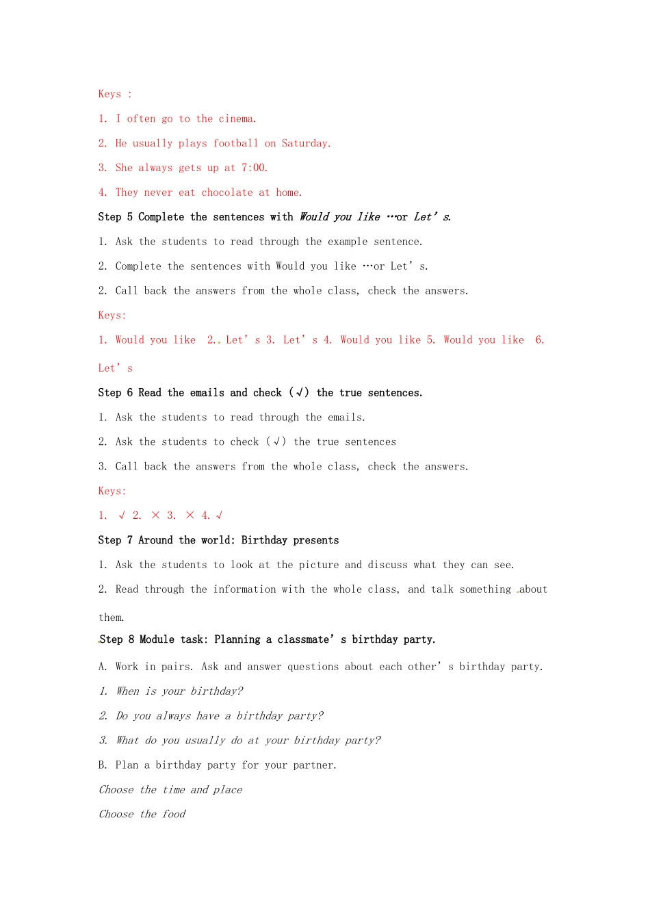 天津市武清区杨村第五中学七年级英语上册《Module 8 Choosing presents Unit 3 Language in use》教案 （新版）外研版_第3页