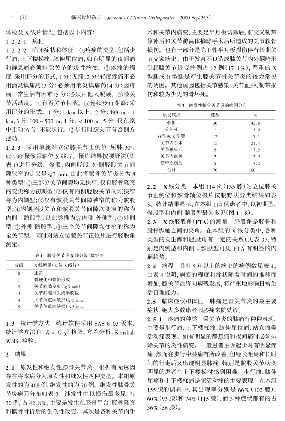 膝骨关节炎病因、X线片及临床表现分析_第2页