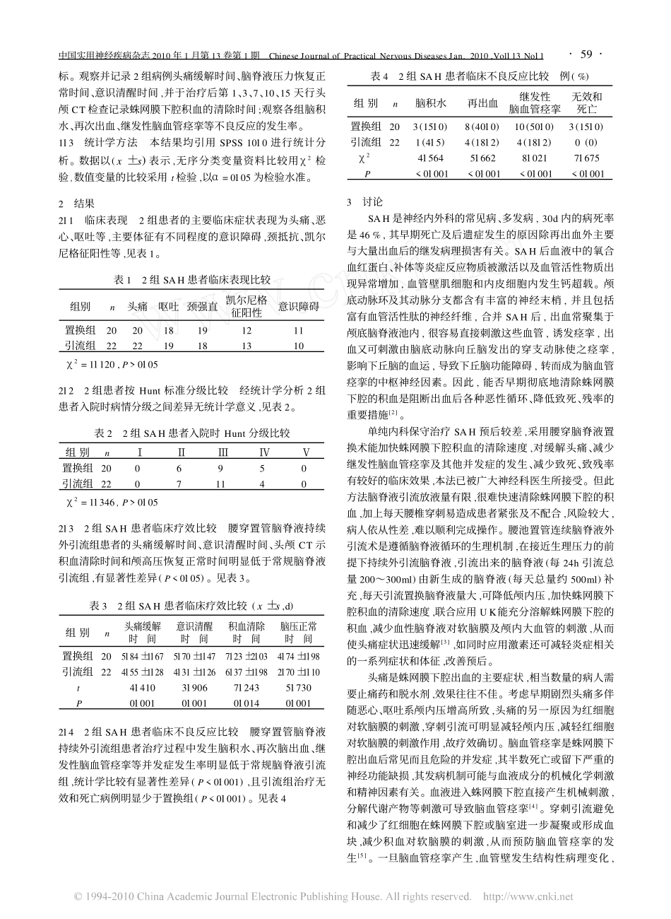 腰穿置管脑脊液引流与置换疗法对蛛网膜下腔出血的疗效对比_第2页