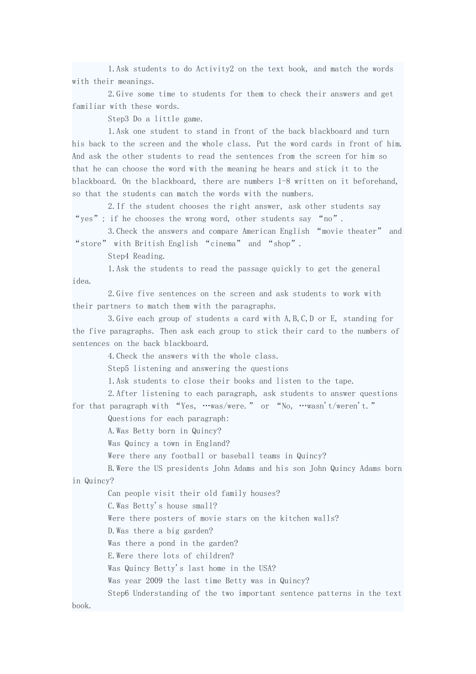 七年级英语下册 Module 8 Unit 2教案 外研版_第2页