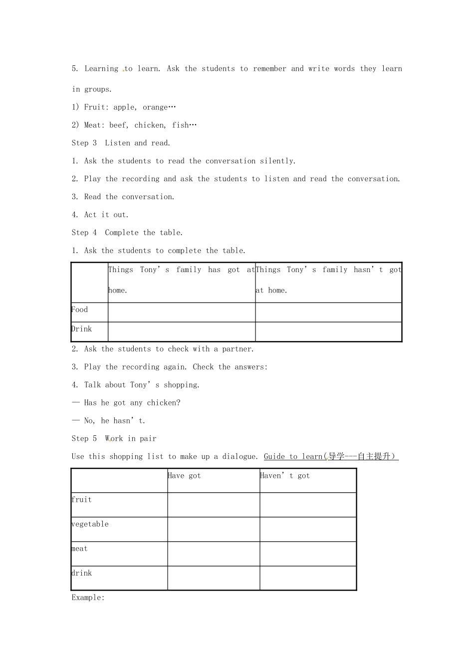 七年级英语上册《Module 4 Healthy food Unit 1 We’ve got lots of apples》教案 （新版）外研版-（新版）外研版初中七年级上册英语教案_第2页