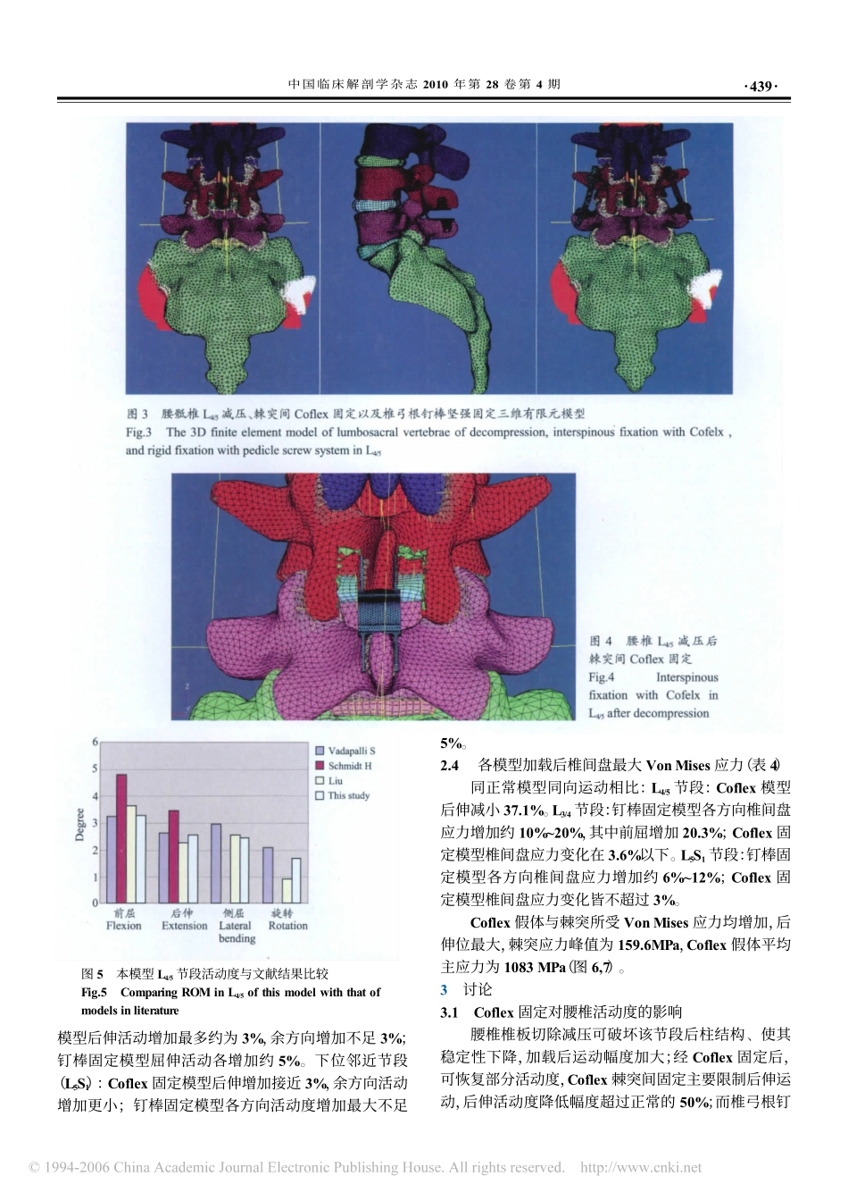 腰椎棘突间Coflex动态固定的三维有限元分析_第3页