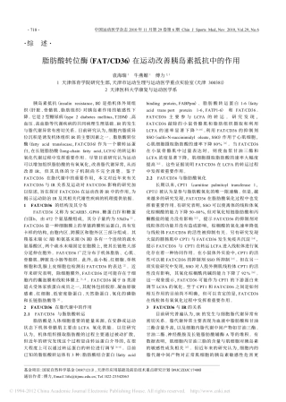 脂肪酸转位酶_FAT_CD36_在运动改善胰岛素抵抗中的作用