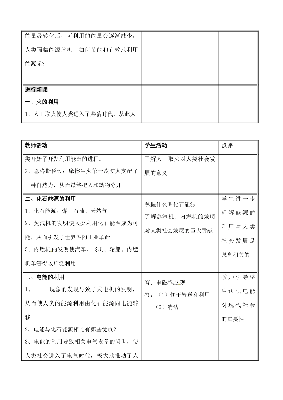 九年级物理下册 18.1 能源利用与社会发展教案2 苏科版_第2页