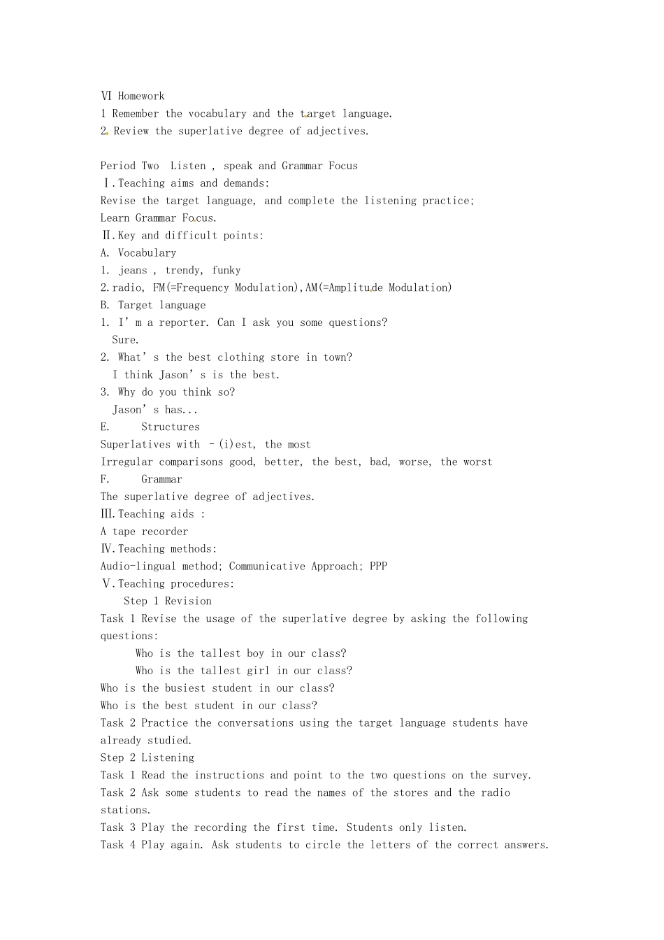 吉林省伊通县实验中学八年级英语上册《Unit 12 What''s the best radio station》教案 人教新目标版_第3页