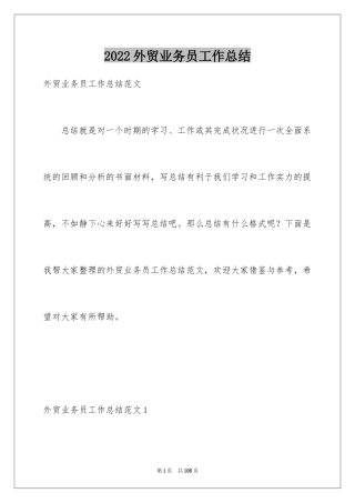 2024外贸业务员工作总结